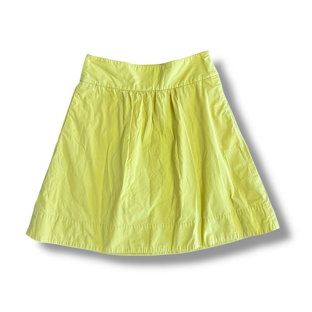 J.Crew 100% Cotton A-Line‎ Skirt Women’s Size 2 Chartreuse Yellow Lined Classic